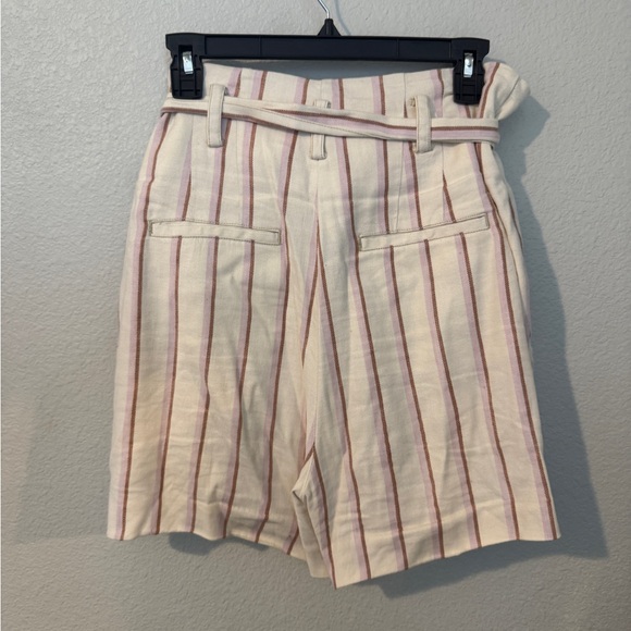 Anthropologie High Waist Cream and Pink Striped Shorts - Picture 4 of 5